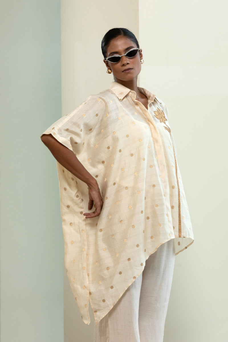 Asymmetrical Rose Shirt - Off-White