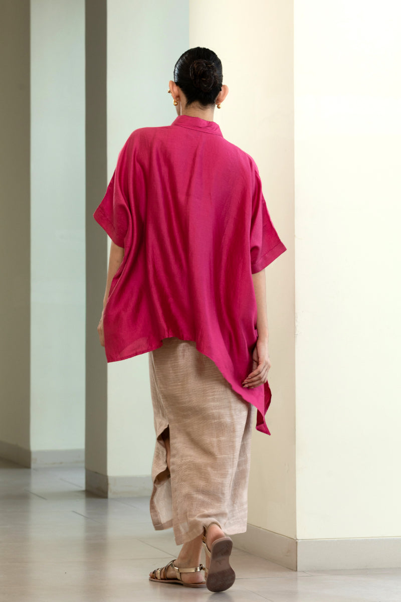 Asymmetrical Rose Shirt - Pink