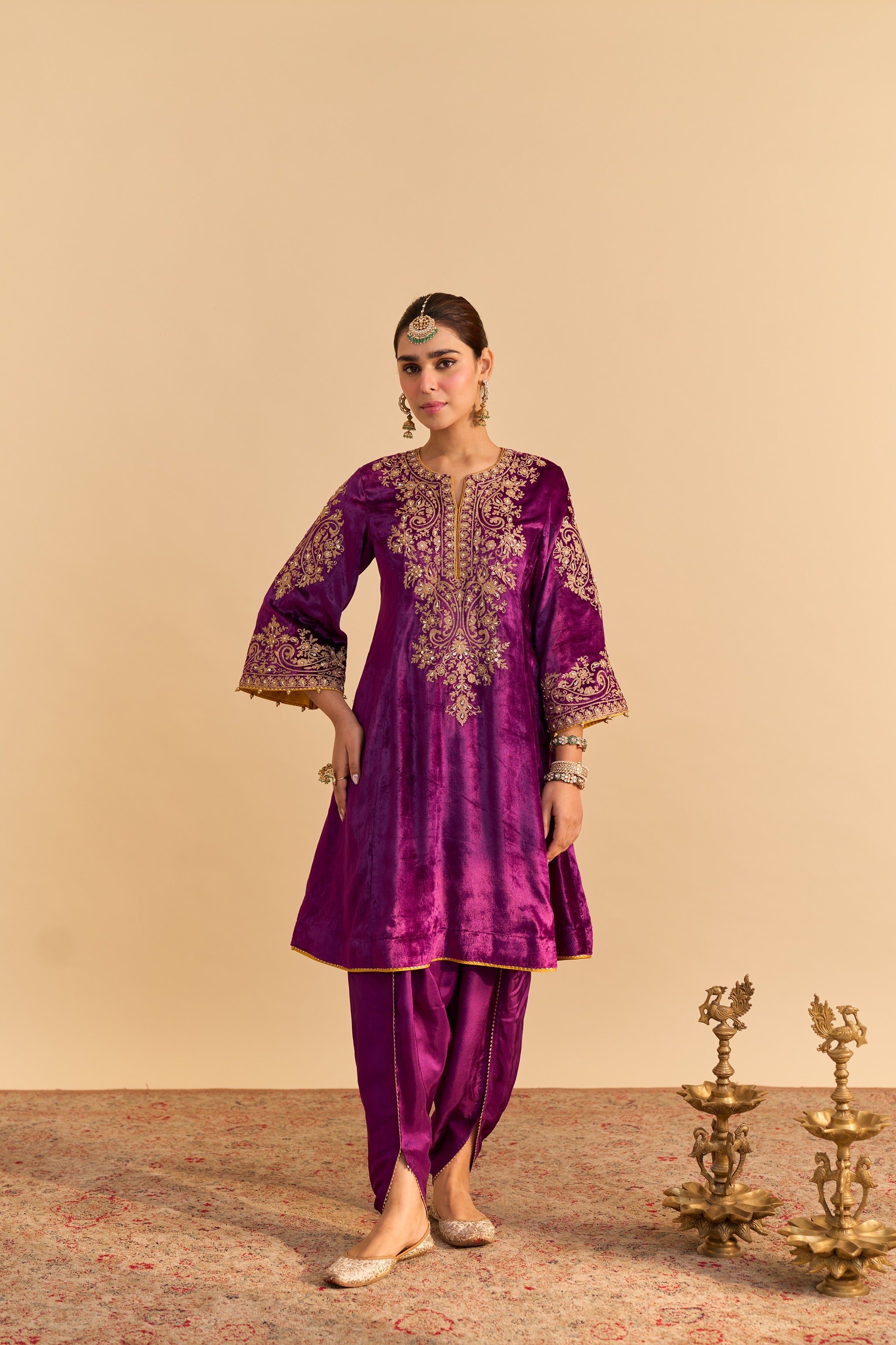 Eira - Deep Purple A-line Kurta with Dhoti