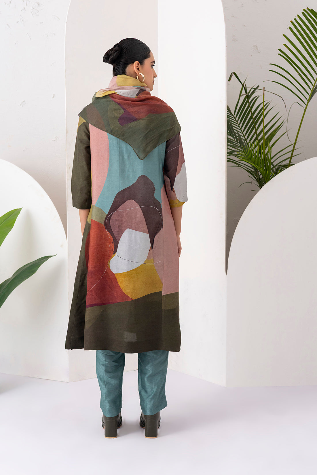 Multicoloured Viscose Dupion Printed Tunic