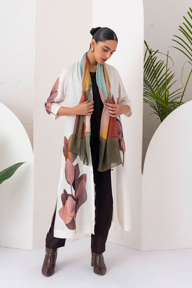 Multicoloured Thin Chanderi Printed Stole
