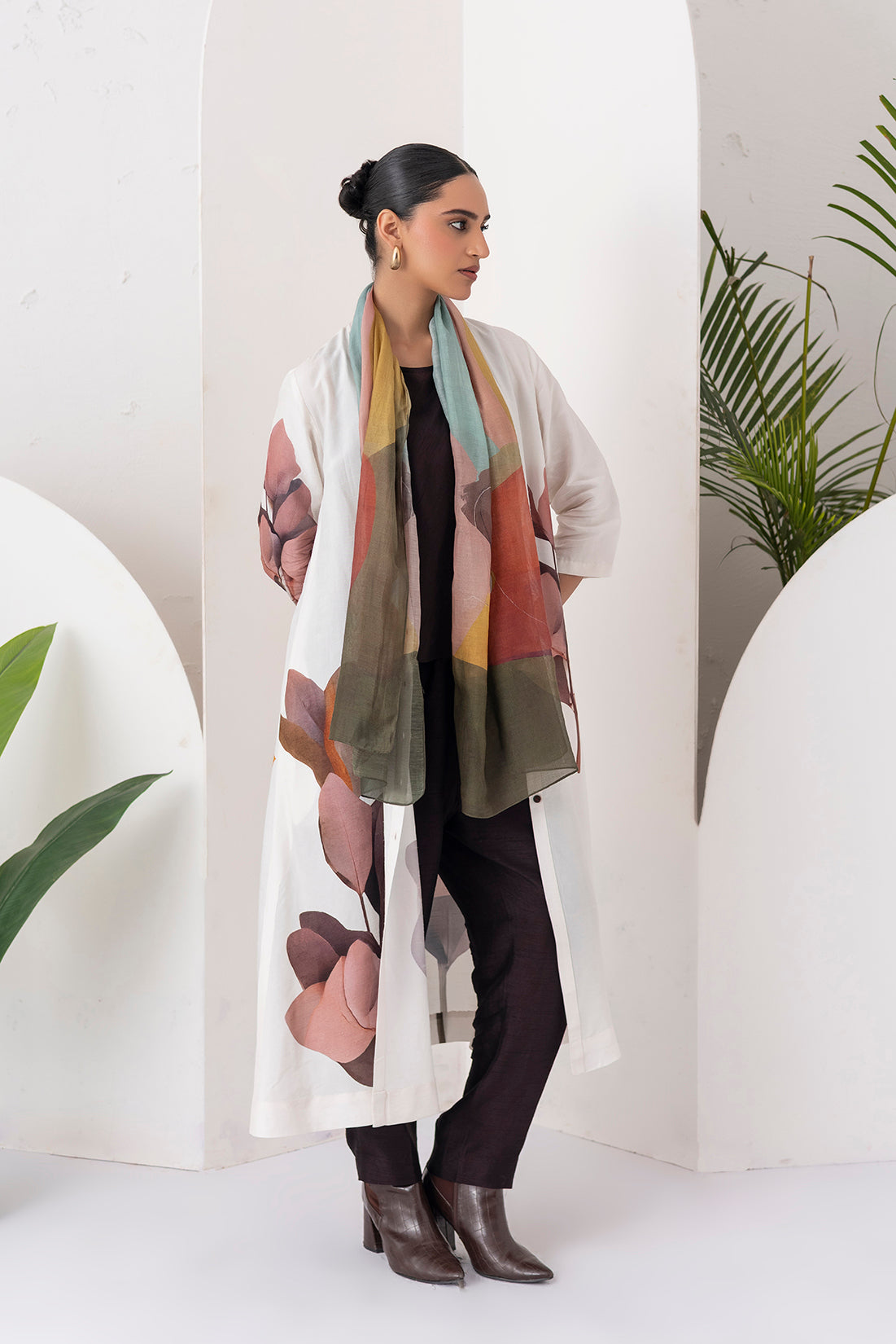 Multicoloured Thin Chanderi Printed Stole