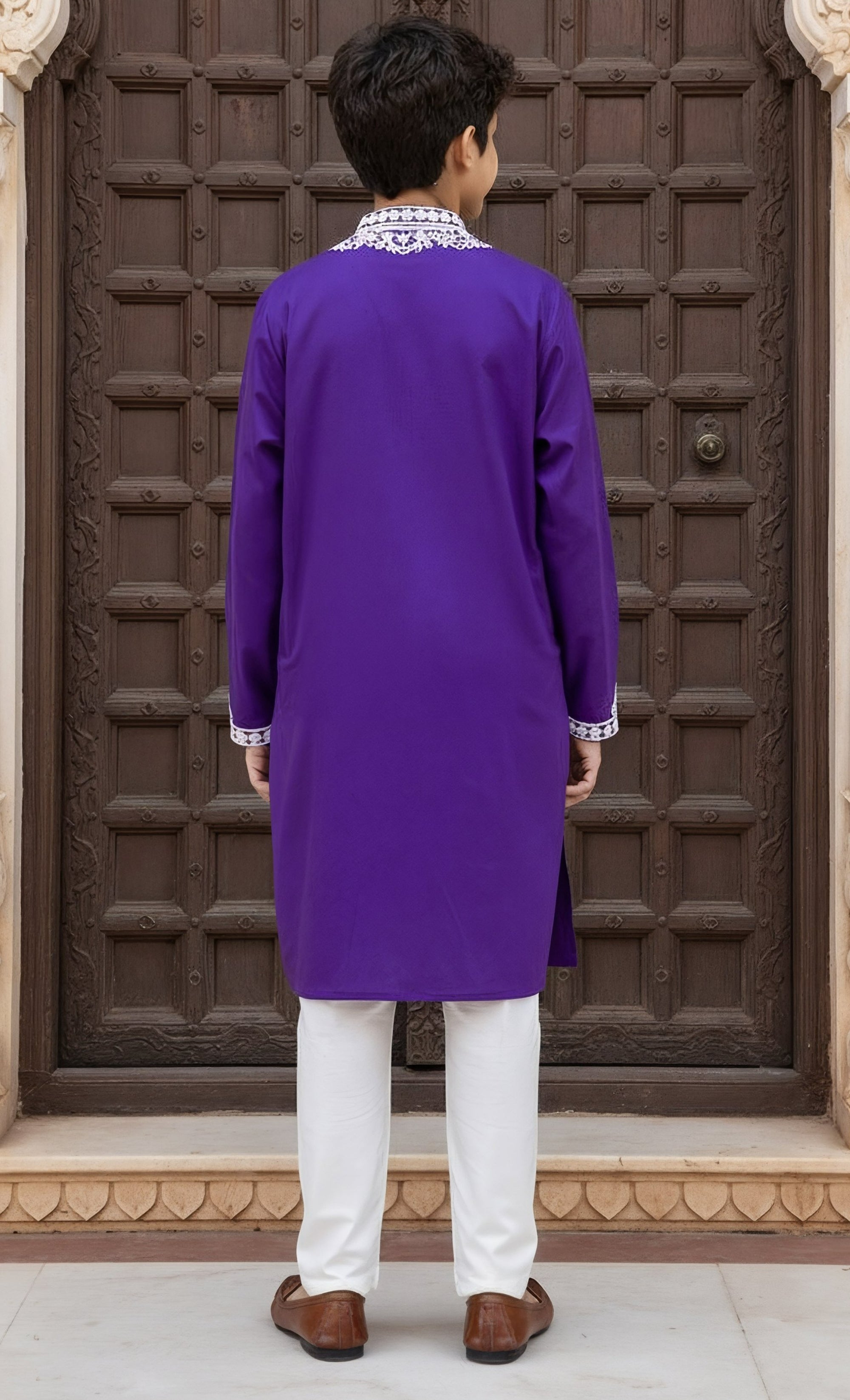 Purple Kurta with Dori Embroidery and Salwar