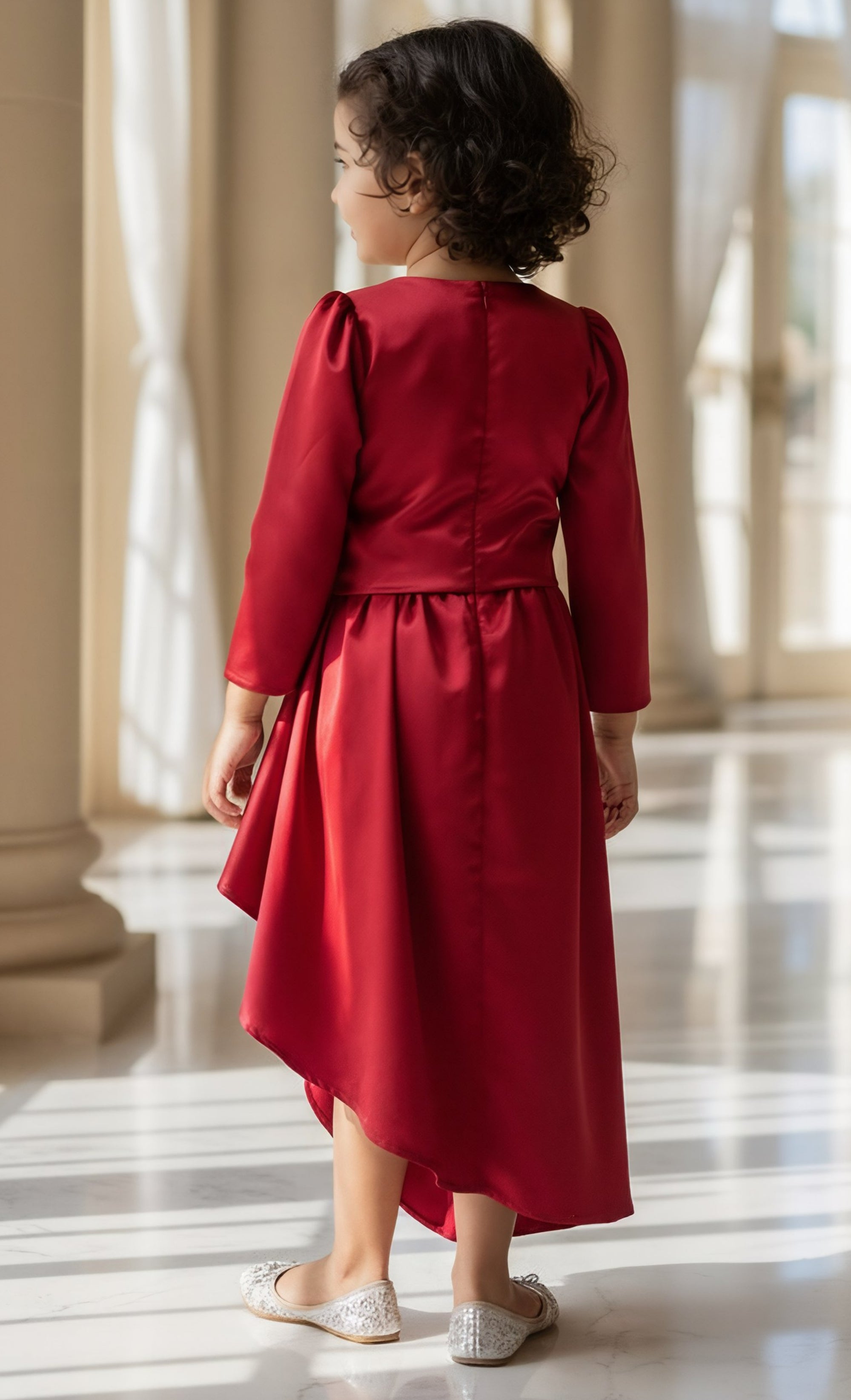 Red Embroidered Top with Dhoti