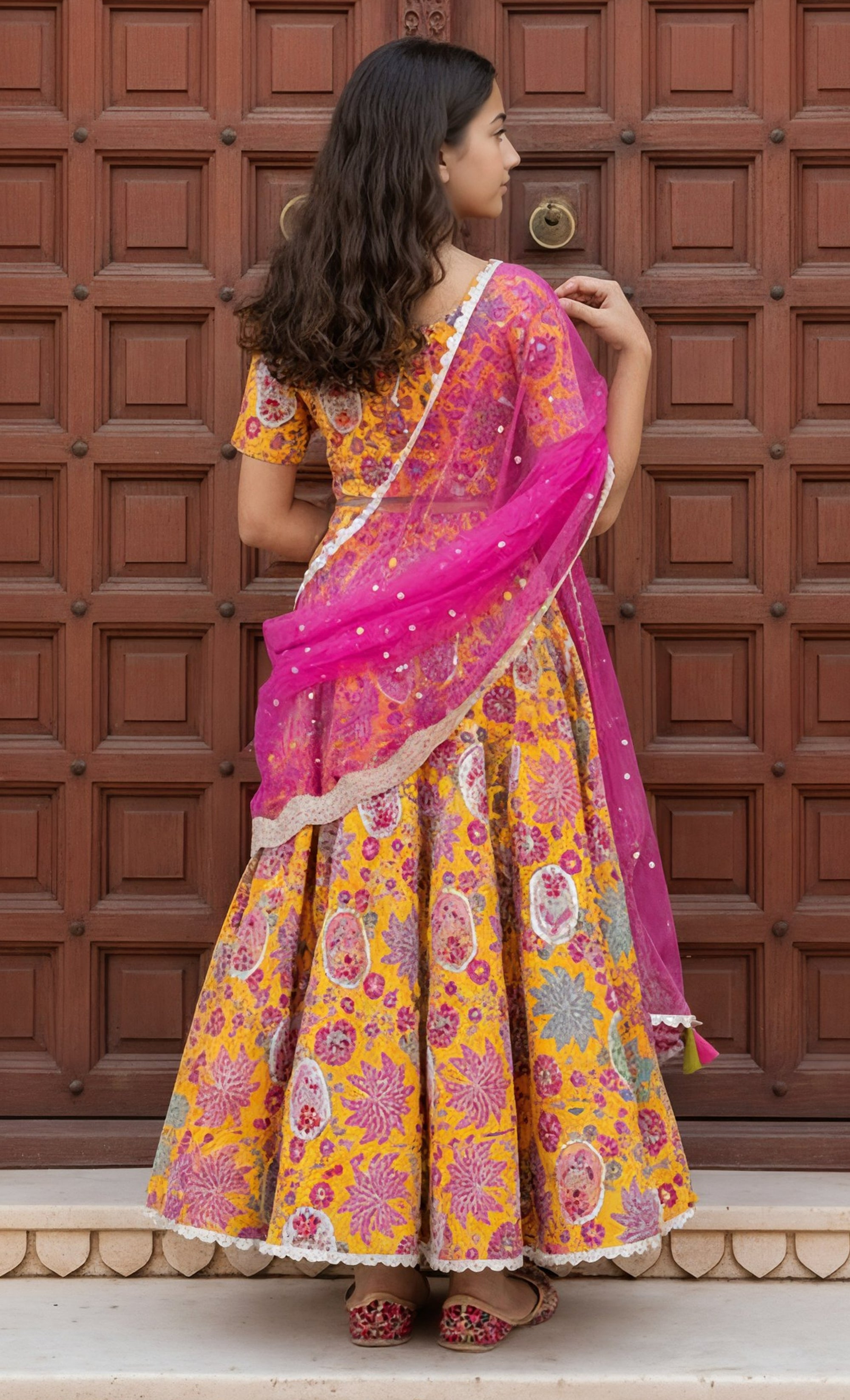 Yellow Embroidered Lehenga Choli