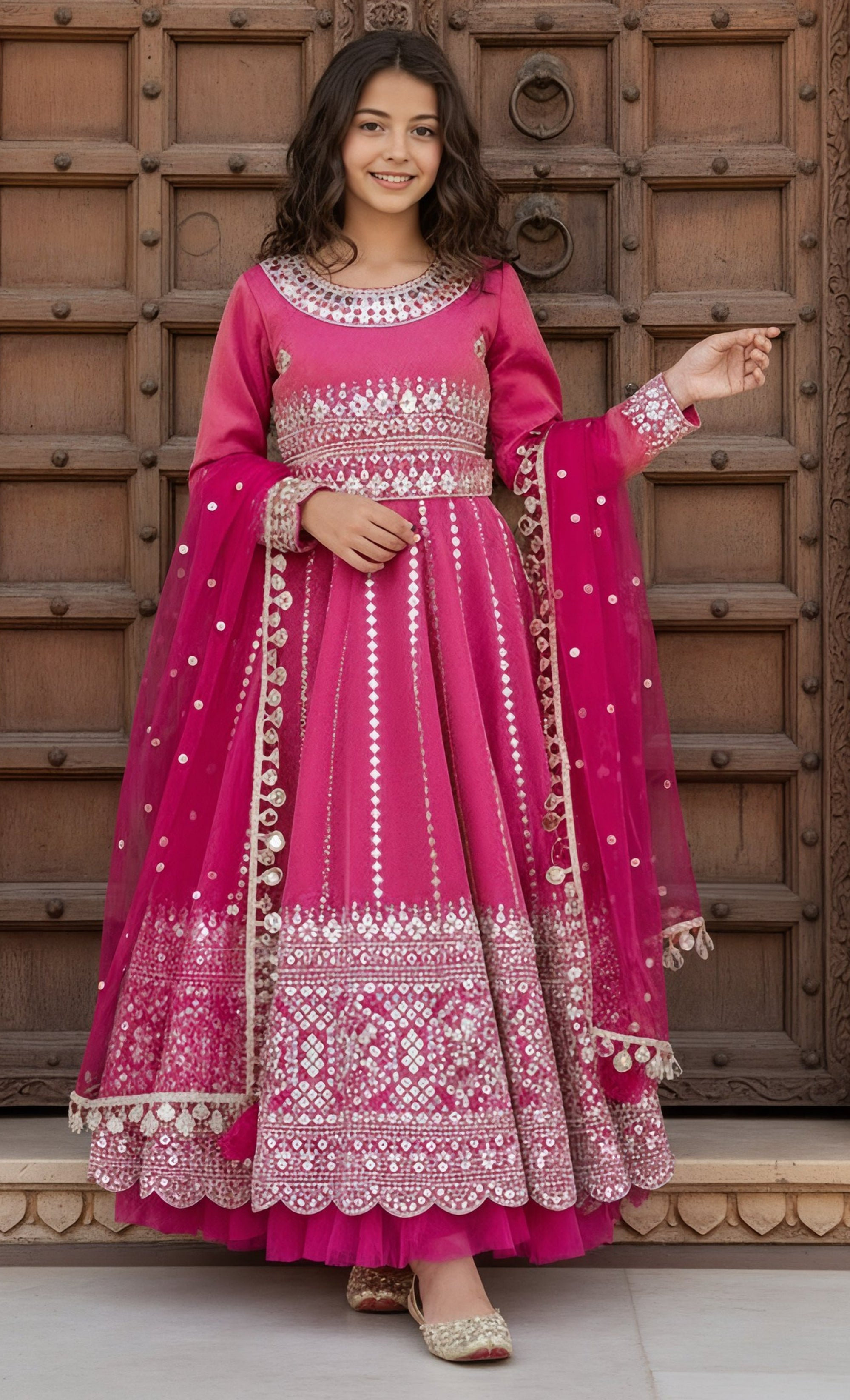 Pink Embroidered Anarkali