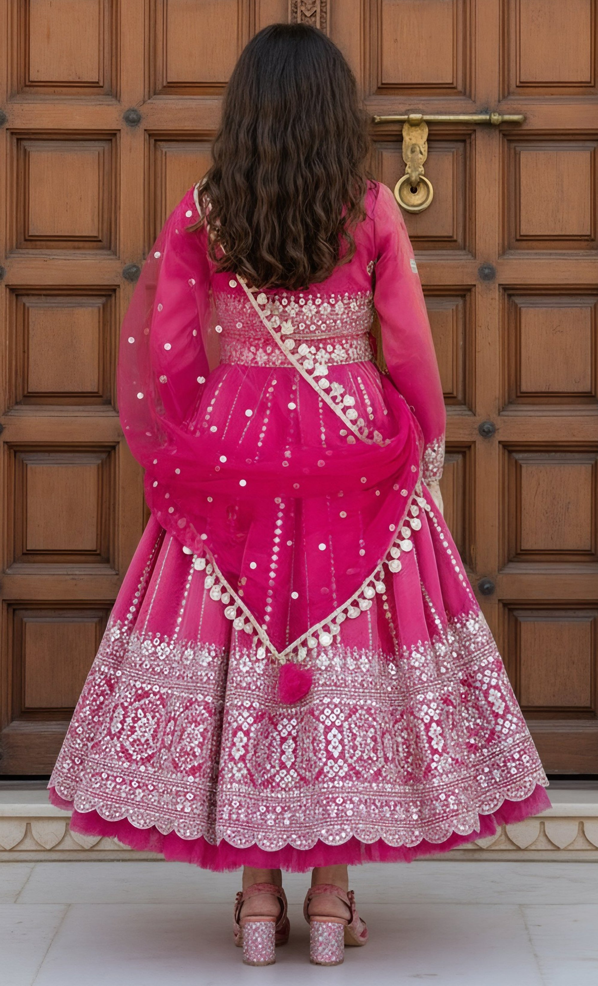 Pink Embroidered Anarkali