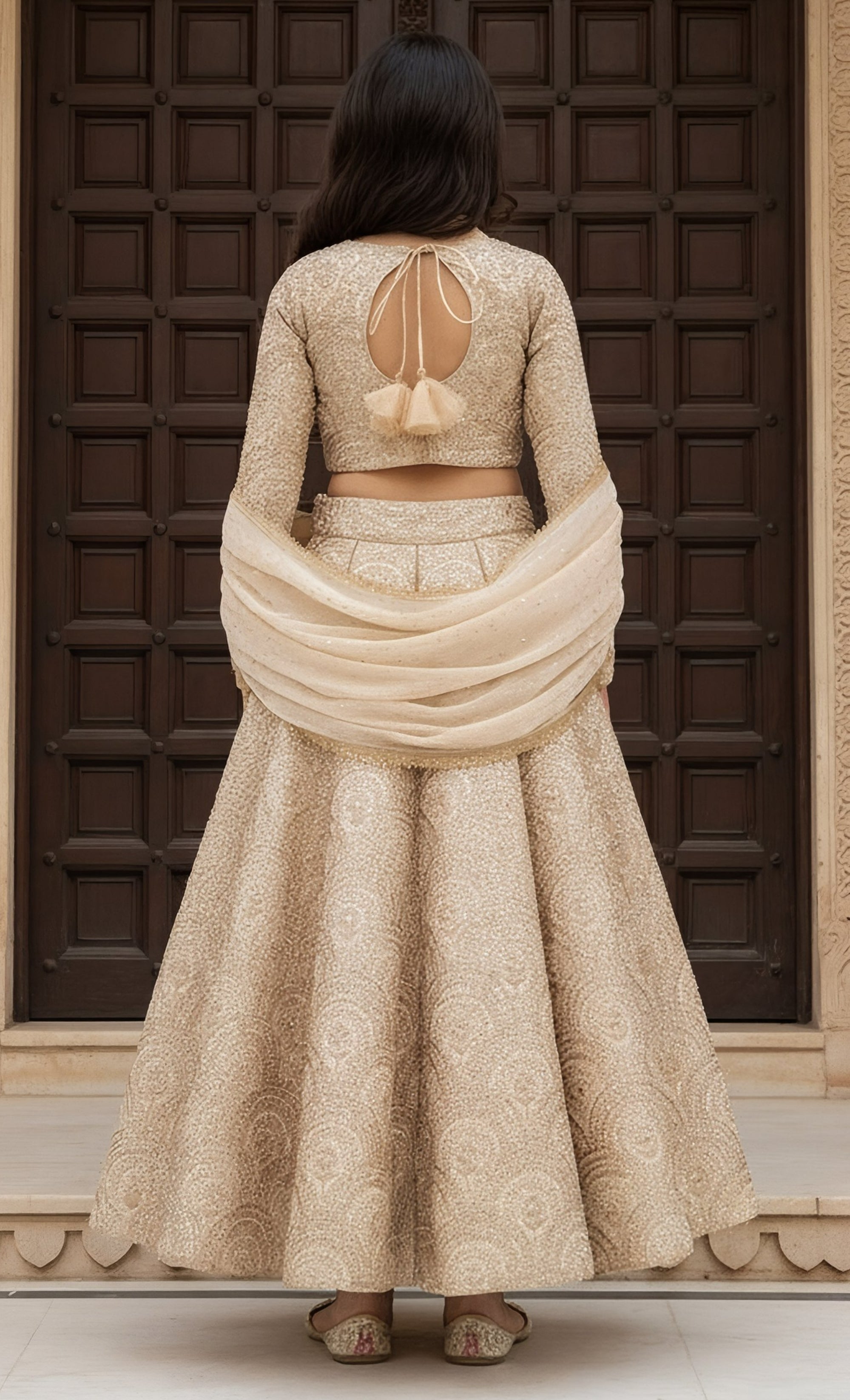 Golden Embroidered Lehenga Choli Set