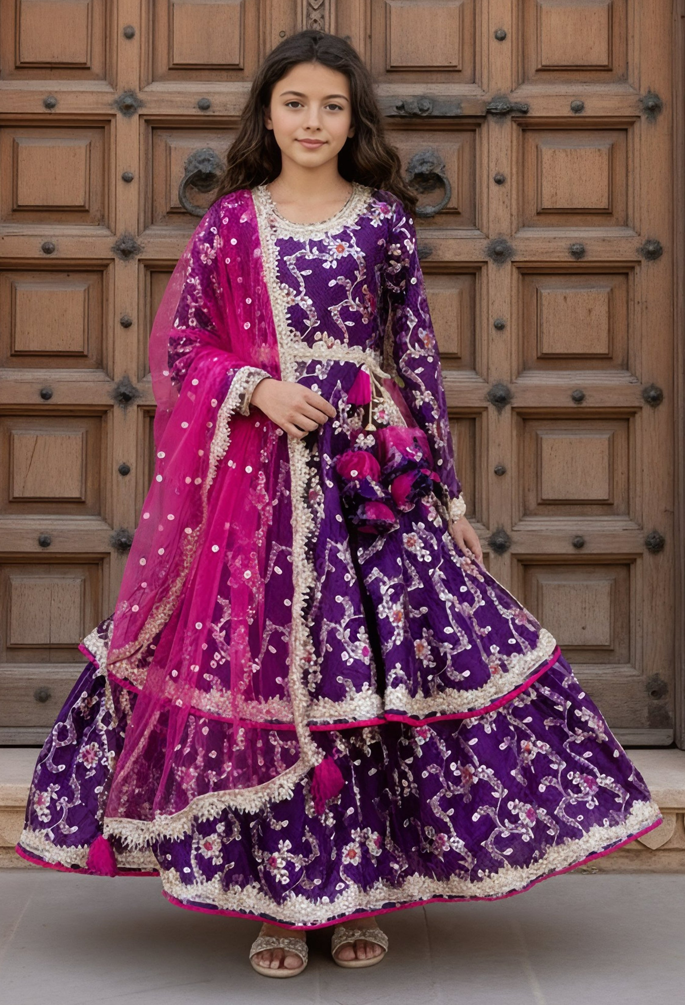 Purple Brocade Anarkali