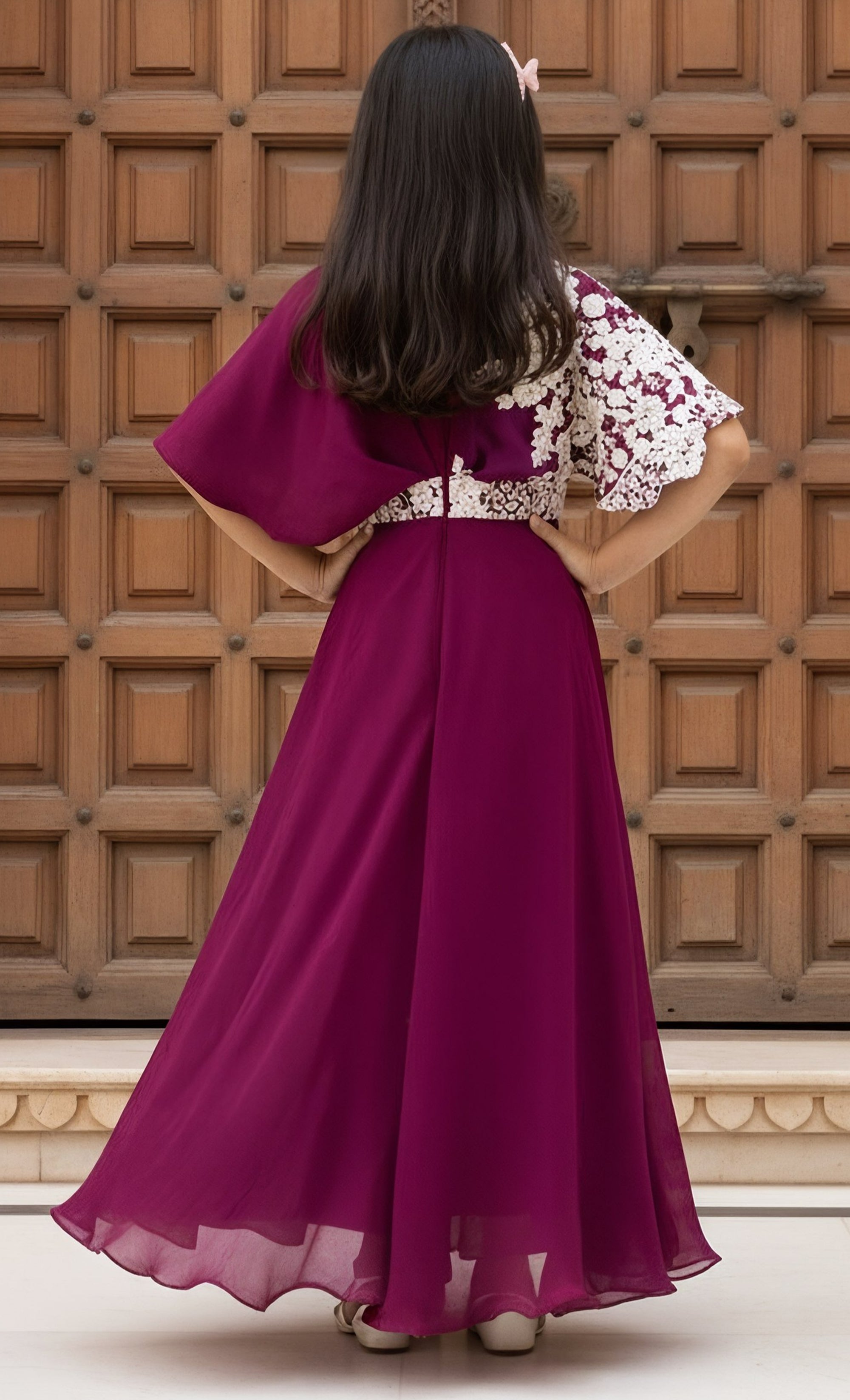 Wine Embroidered Jumpsuit