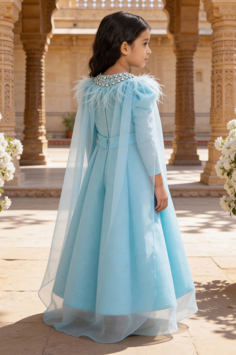 Blue Sequence Embroidery Gown