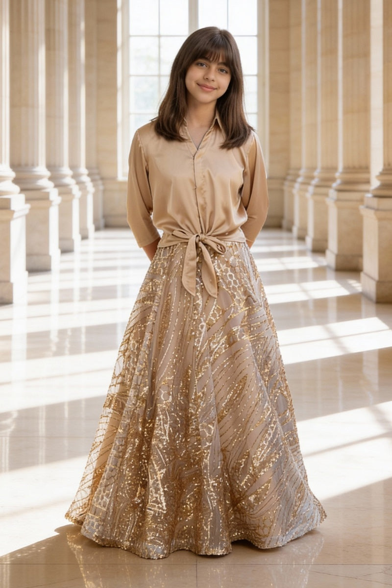 Beige Shirt with Skirt