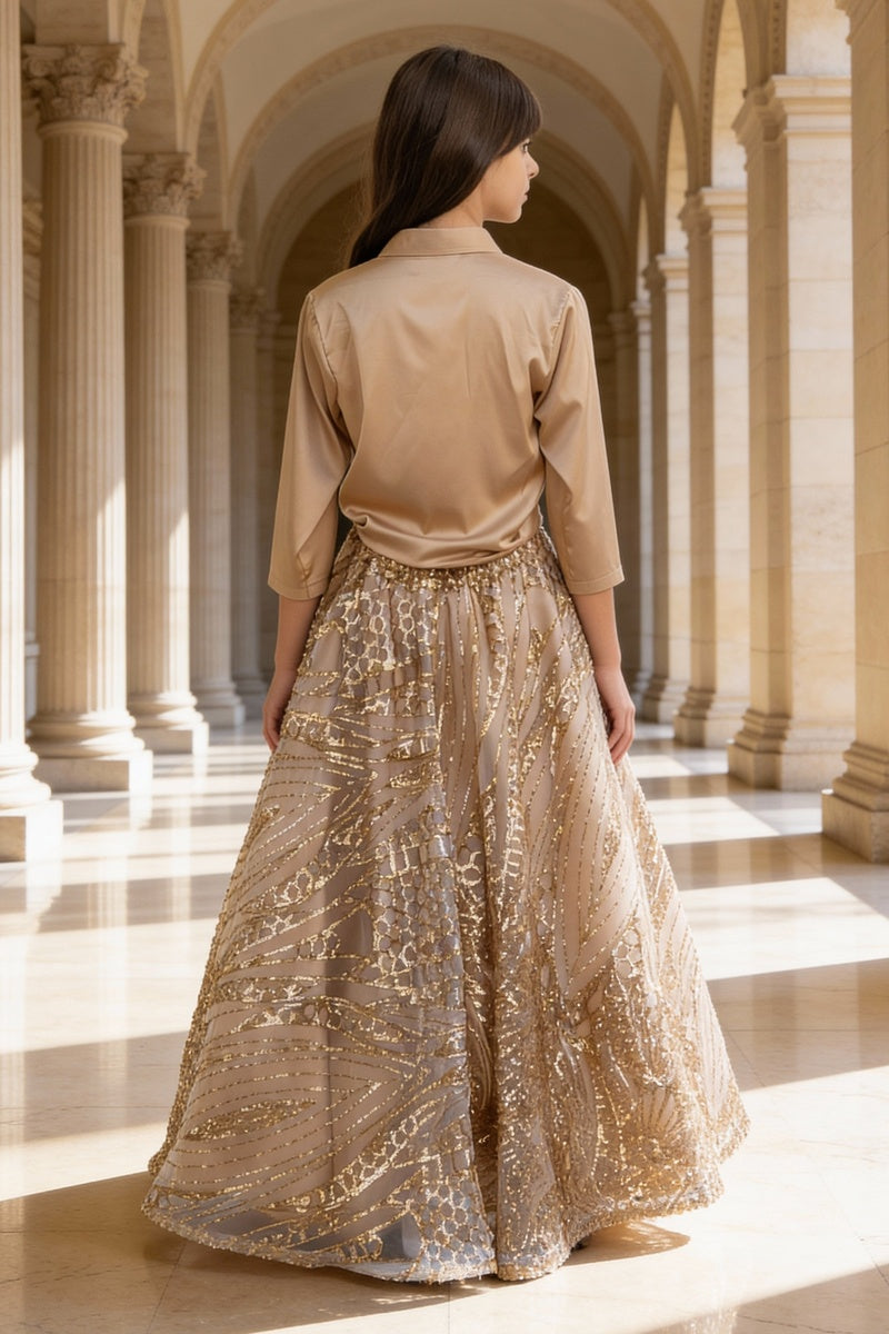 Beige Shirt with Skirt