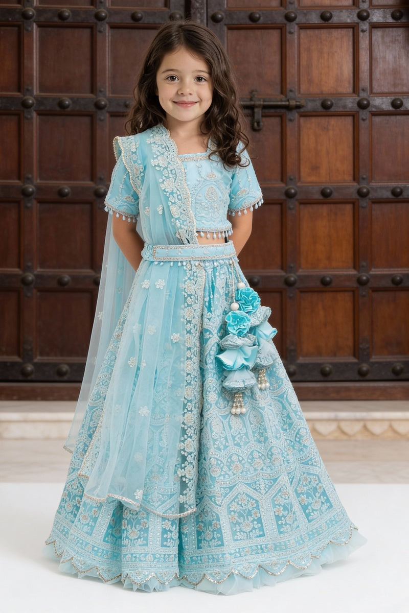 Blue Thread Lehenga for Girls
