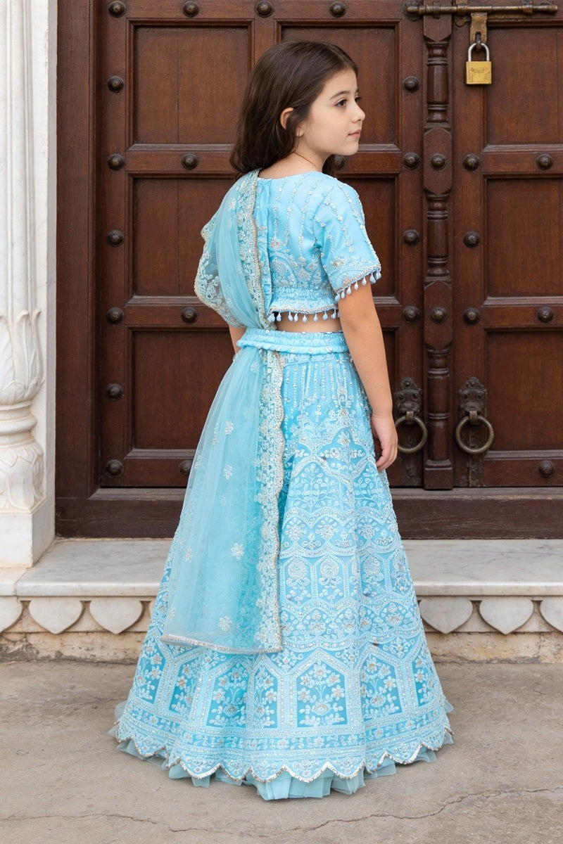 Blue Thread Lehenga for Girls