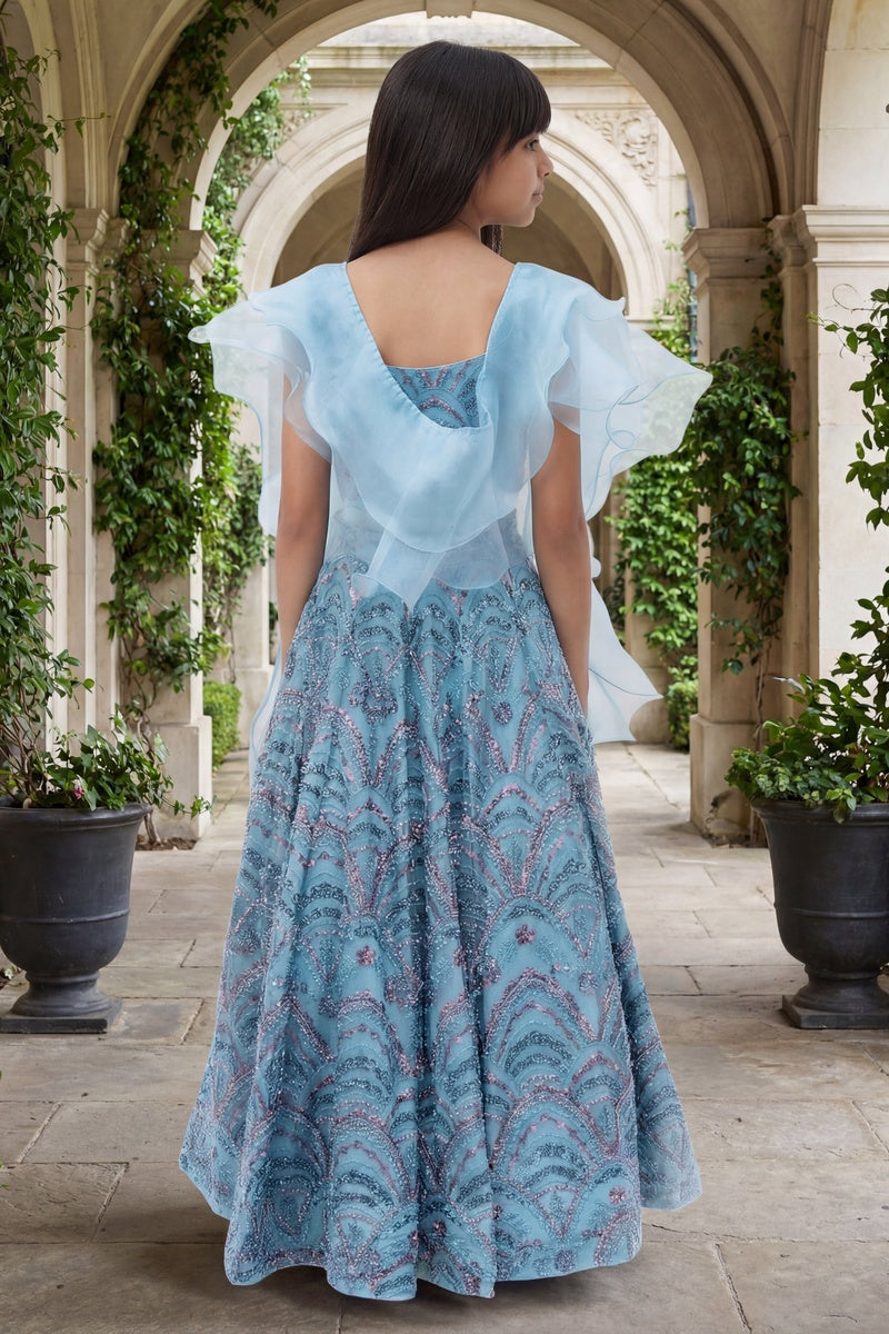 Blue Cut Dana Embroidered Lehenga Choli Set