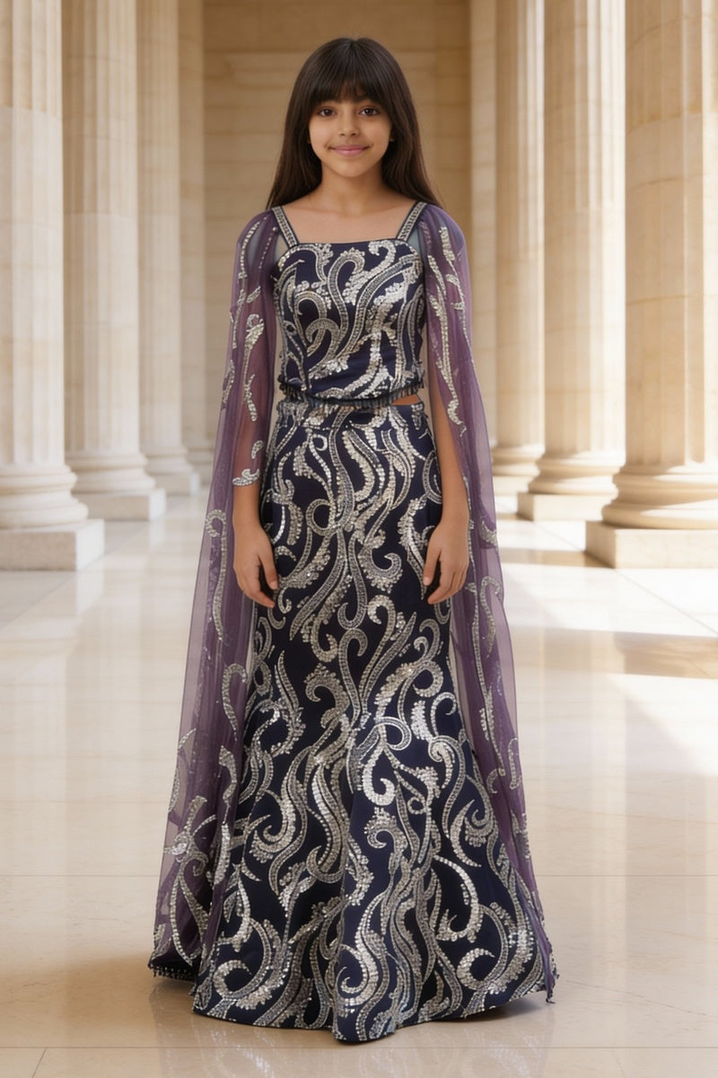 Purple Cut Dana Embroidered Lehenga Choli Set