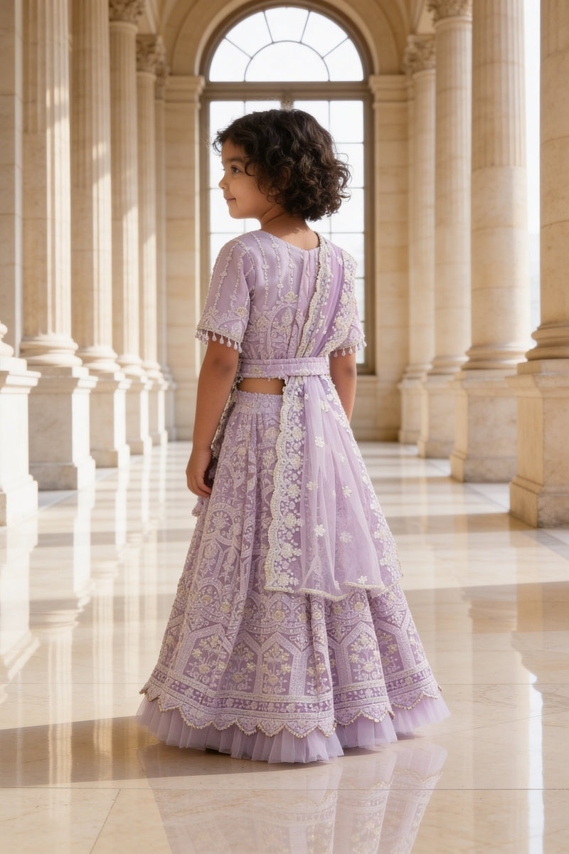 Lilac Thread Lehenga for Girls