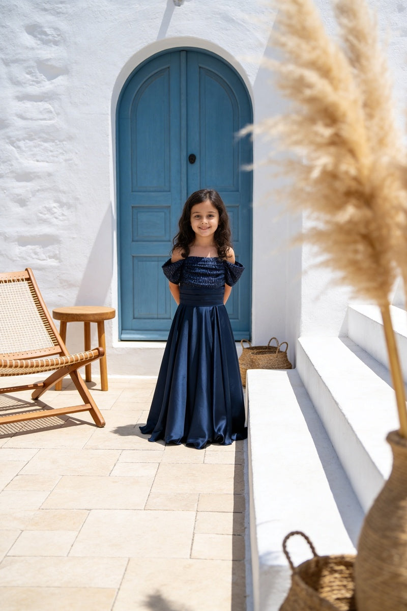 Blue Sequence embroidery Gown