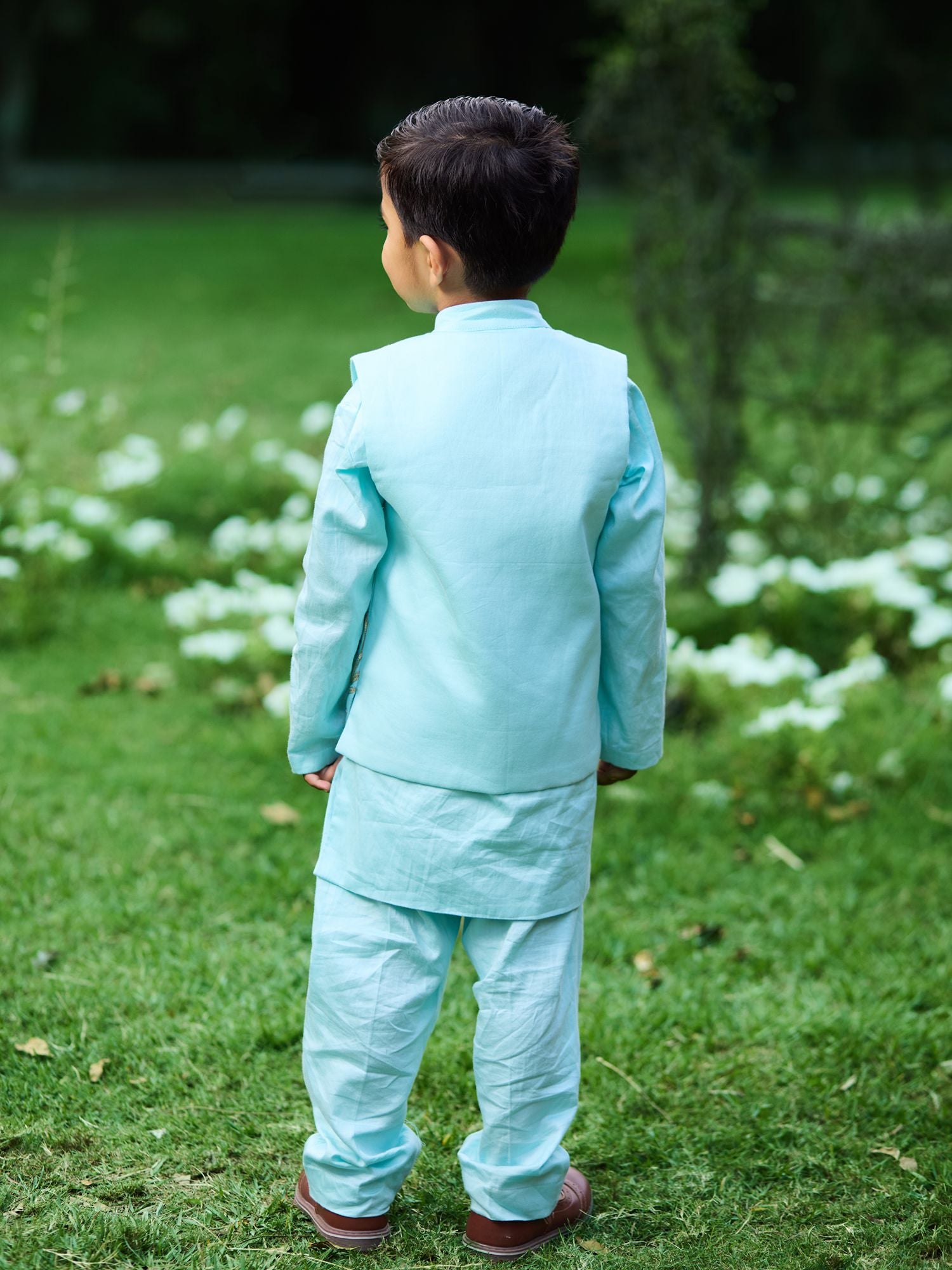 Blue Gota Embroidered Jacket Set