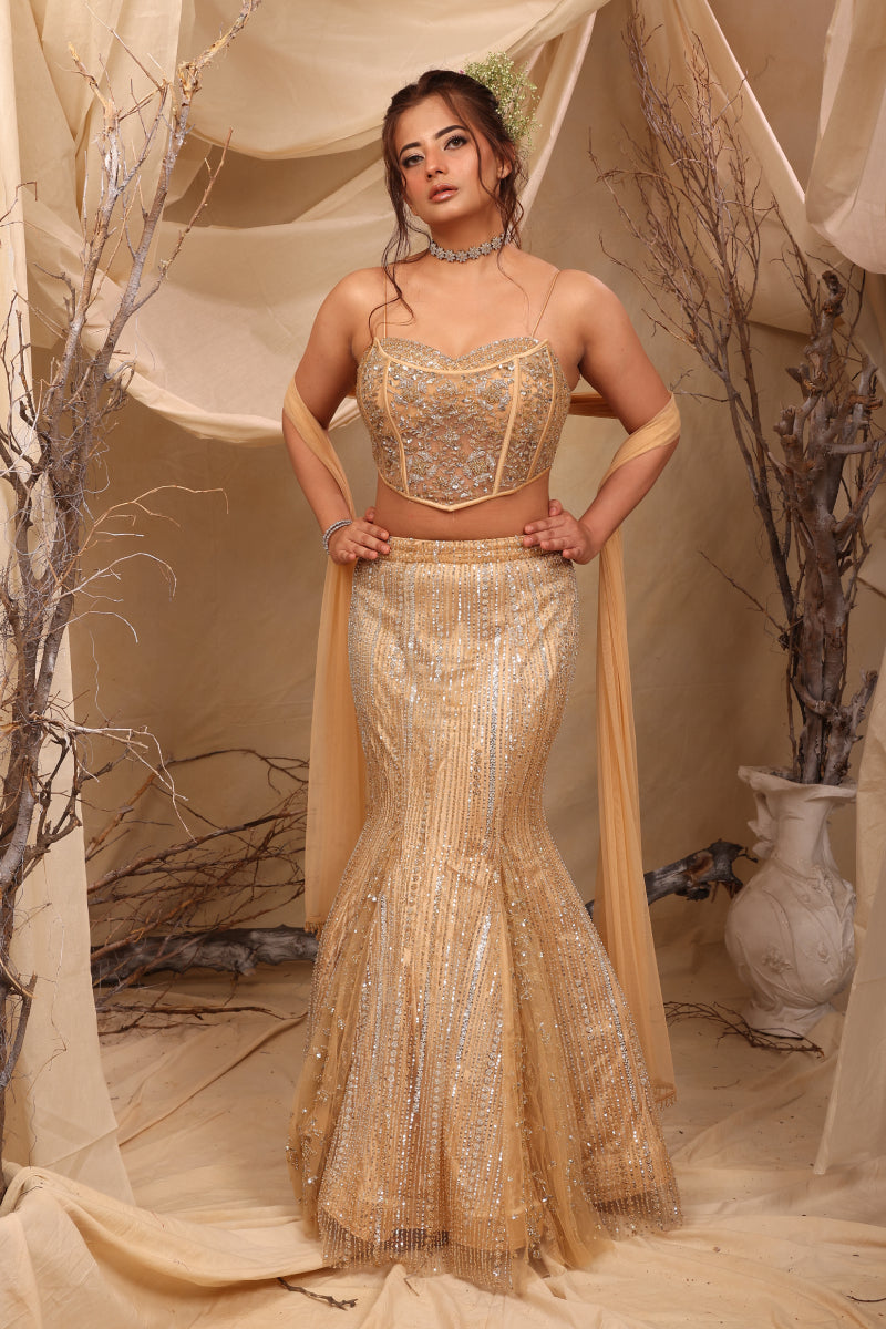 Gold Corset Mermaid Lehenga