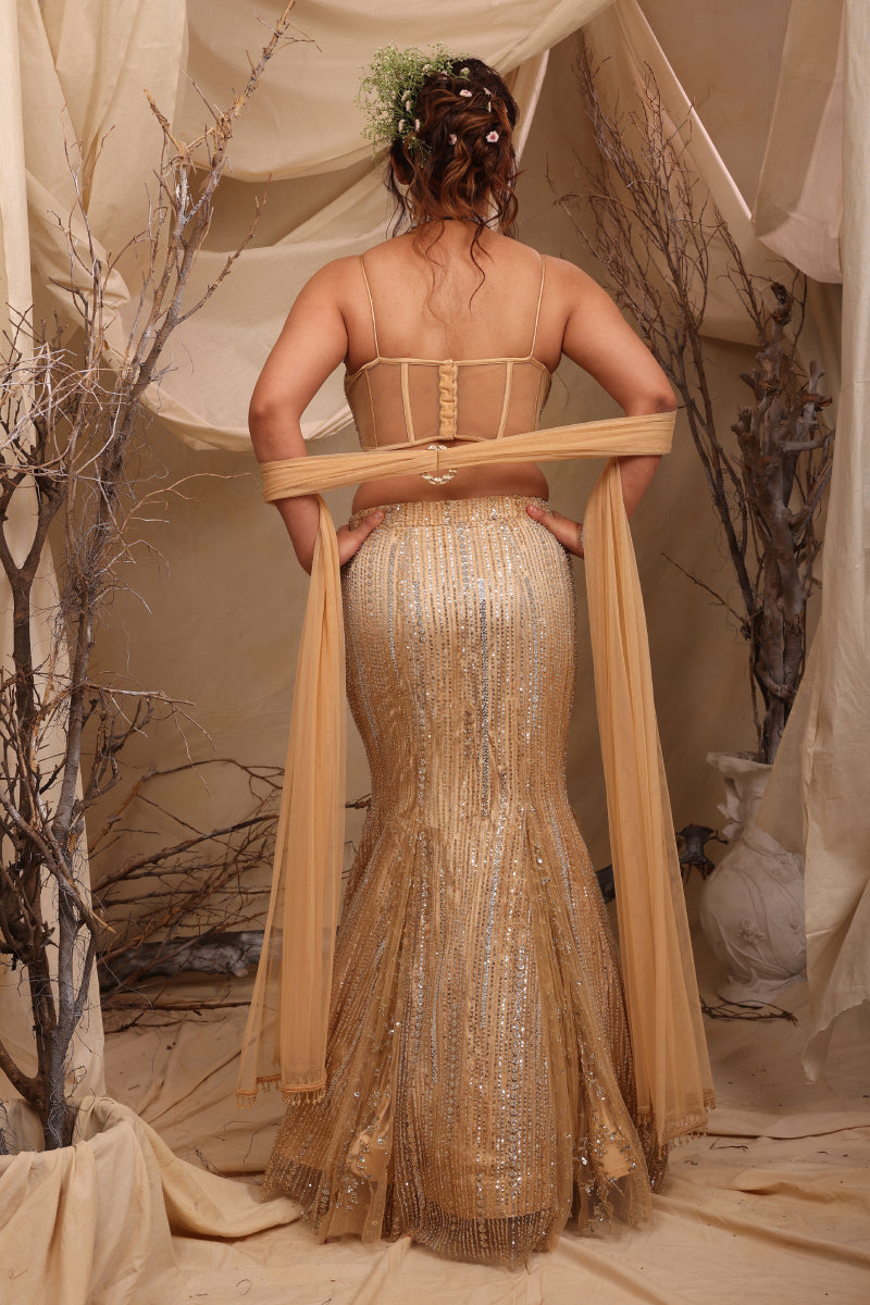 Gold Corset Mermaid Lehenga