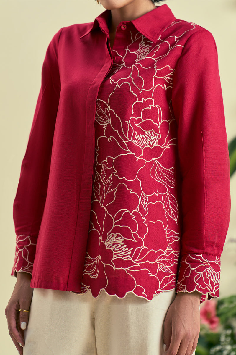 Origani Red Bloom Shirt