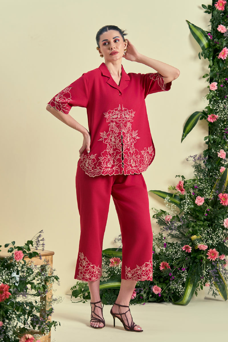 Origani Red Amara Co-ord Set