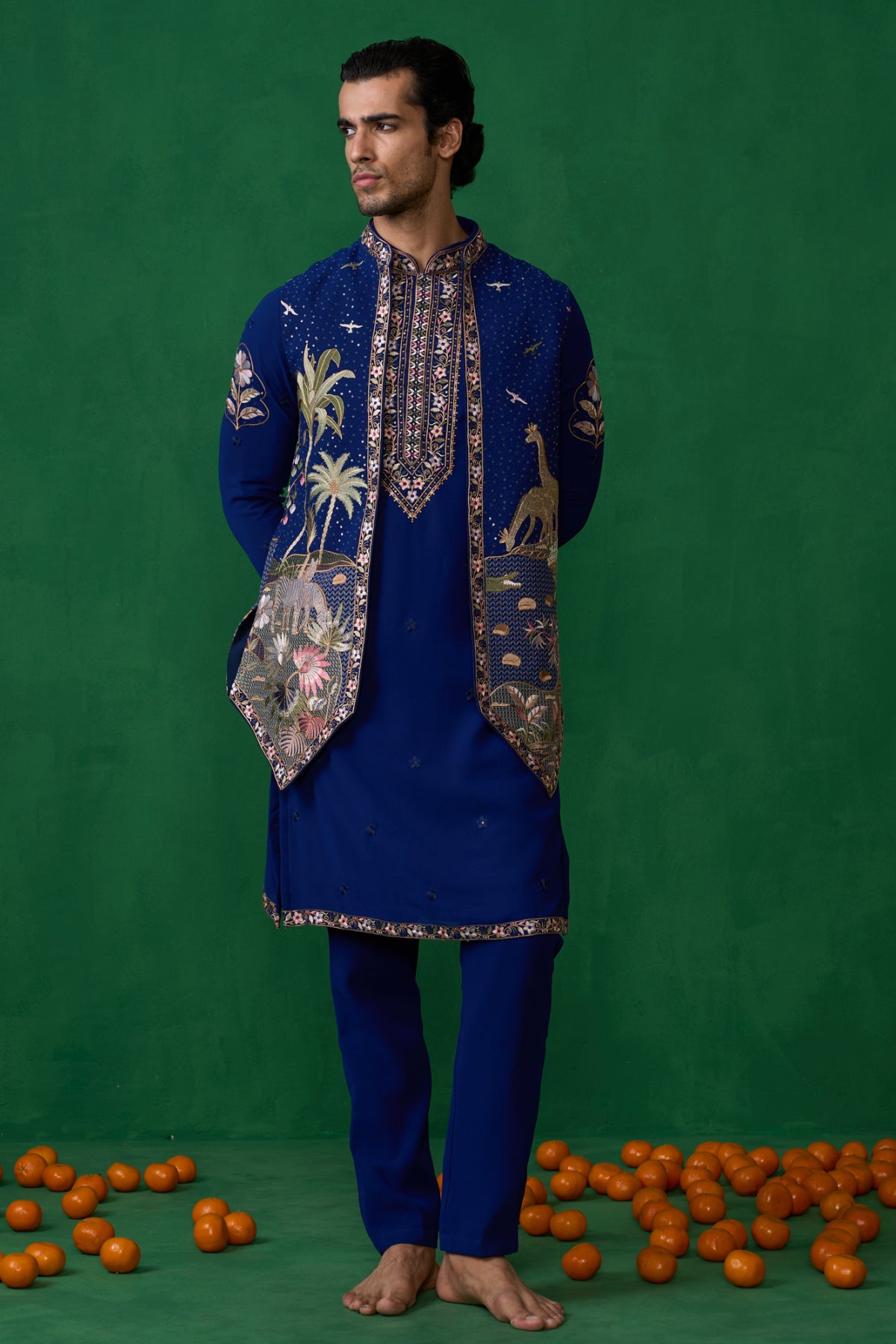 FOREST BLUE KURTA JACKET SET