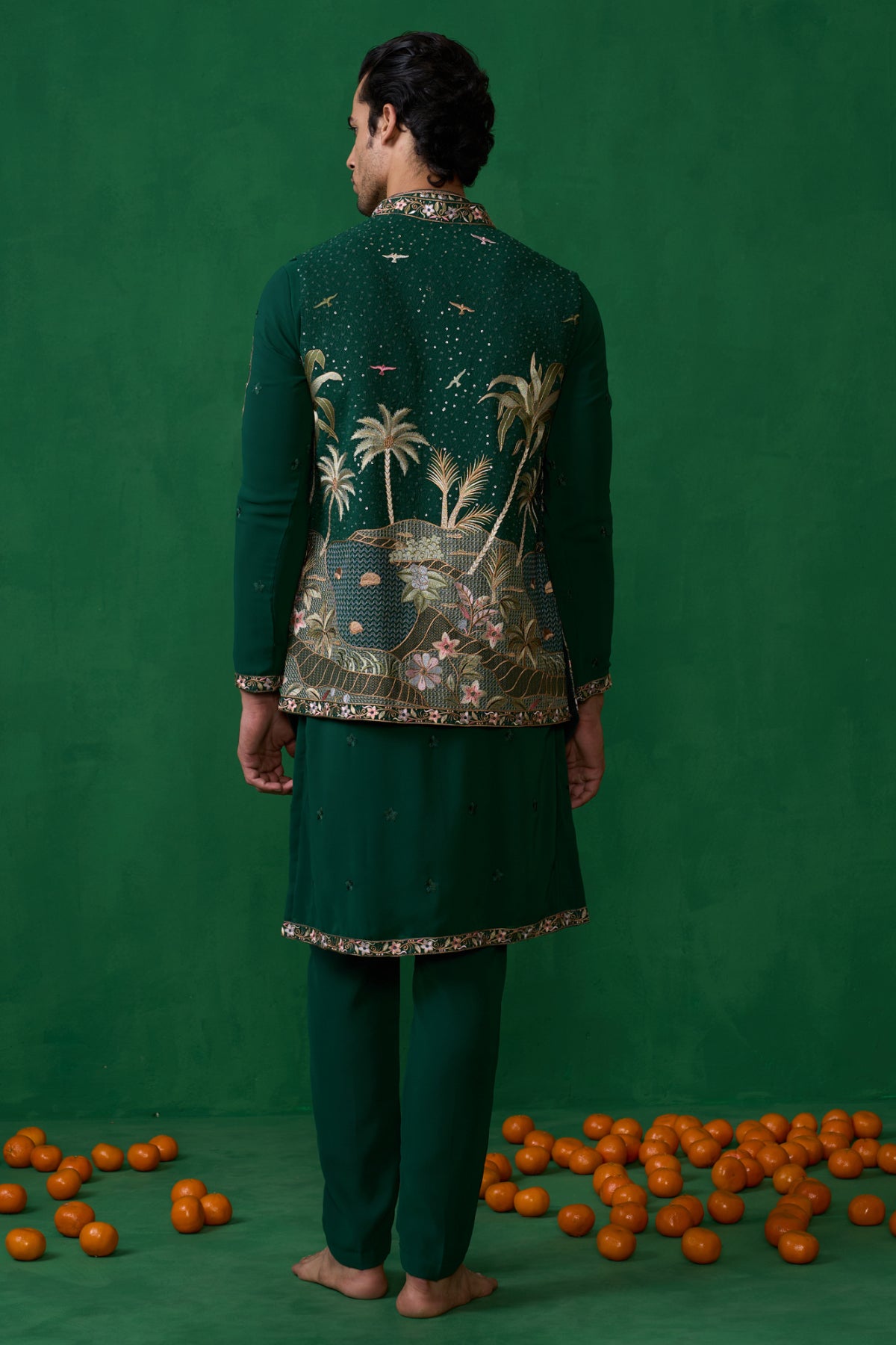 FOREST BOTTEL GREEN KURTA JACKET SET