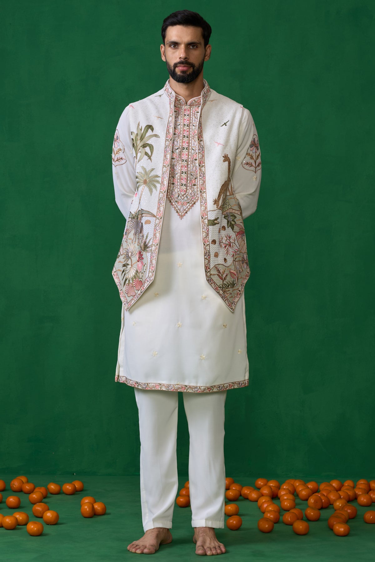 FOREST IVORY KURTA JACKET SET