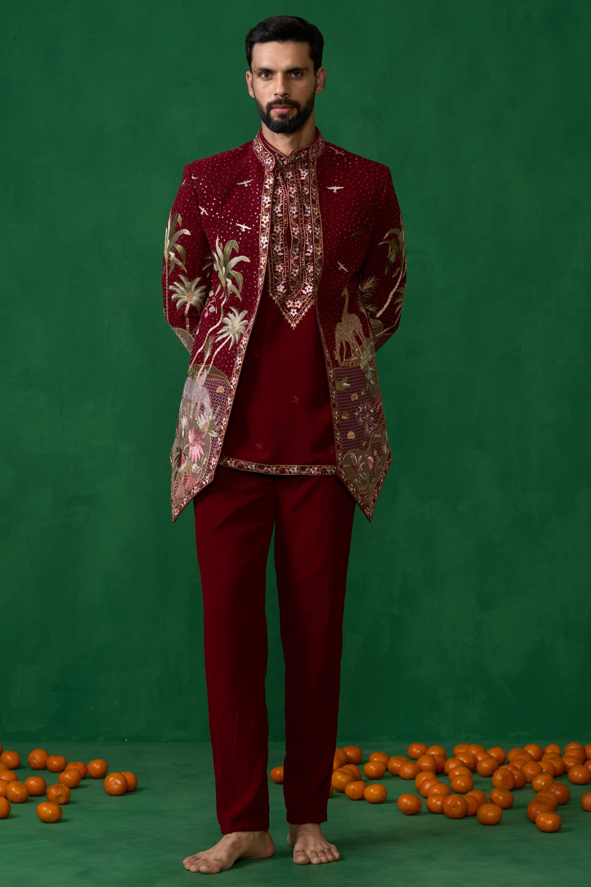 FOREST MAROON JODHPURI SET