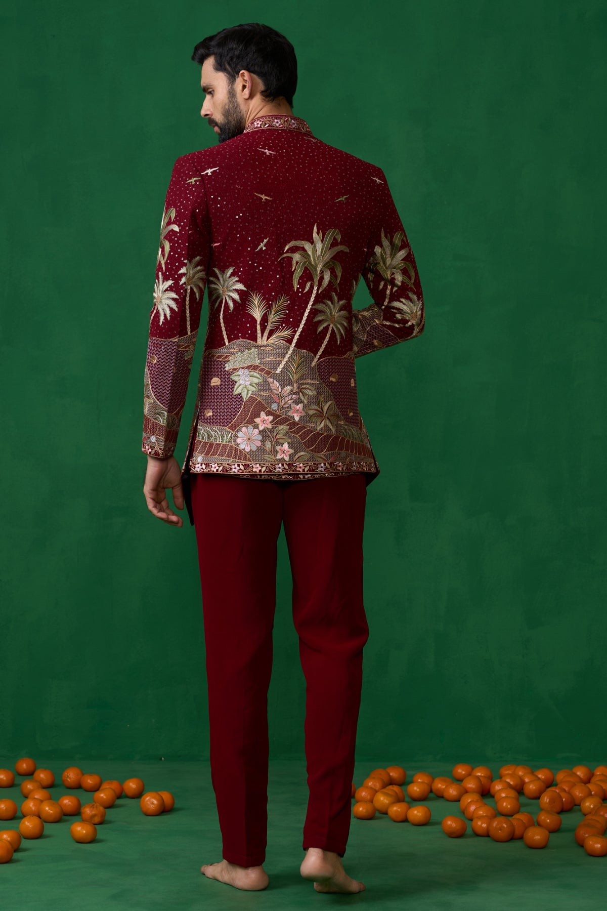 FOREST MAROON JODHPURI SET