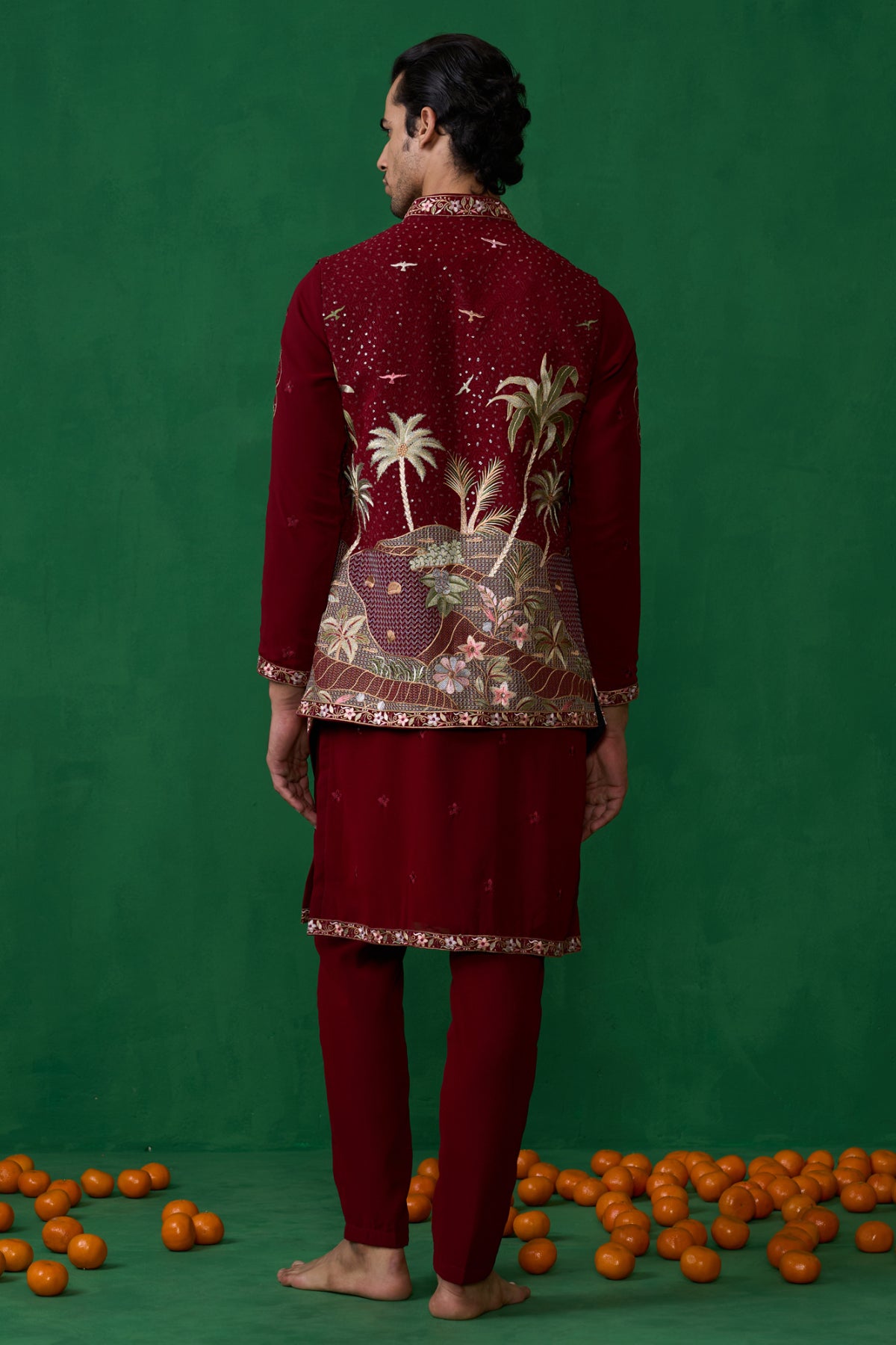FOREST MAROON KURTA JACKET SET
