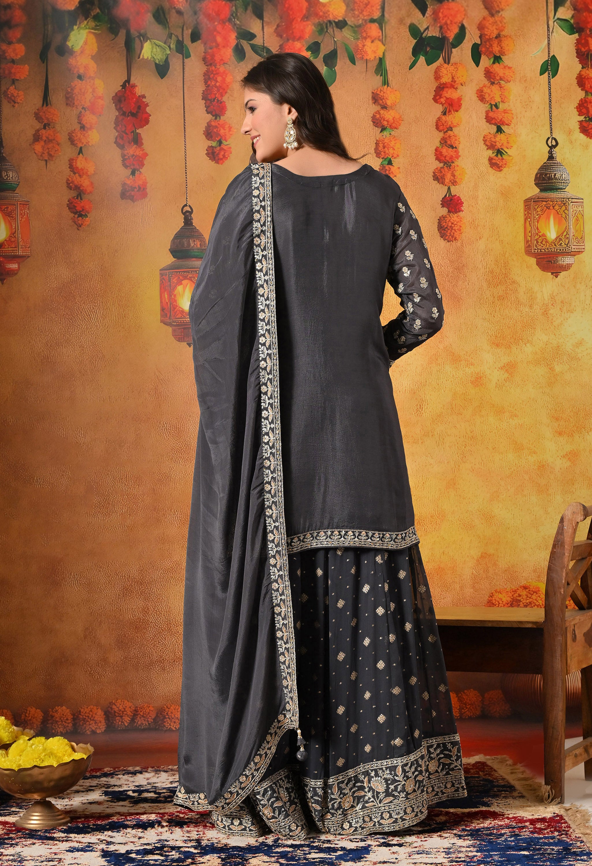 Grey Lehenga Set