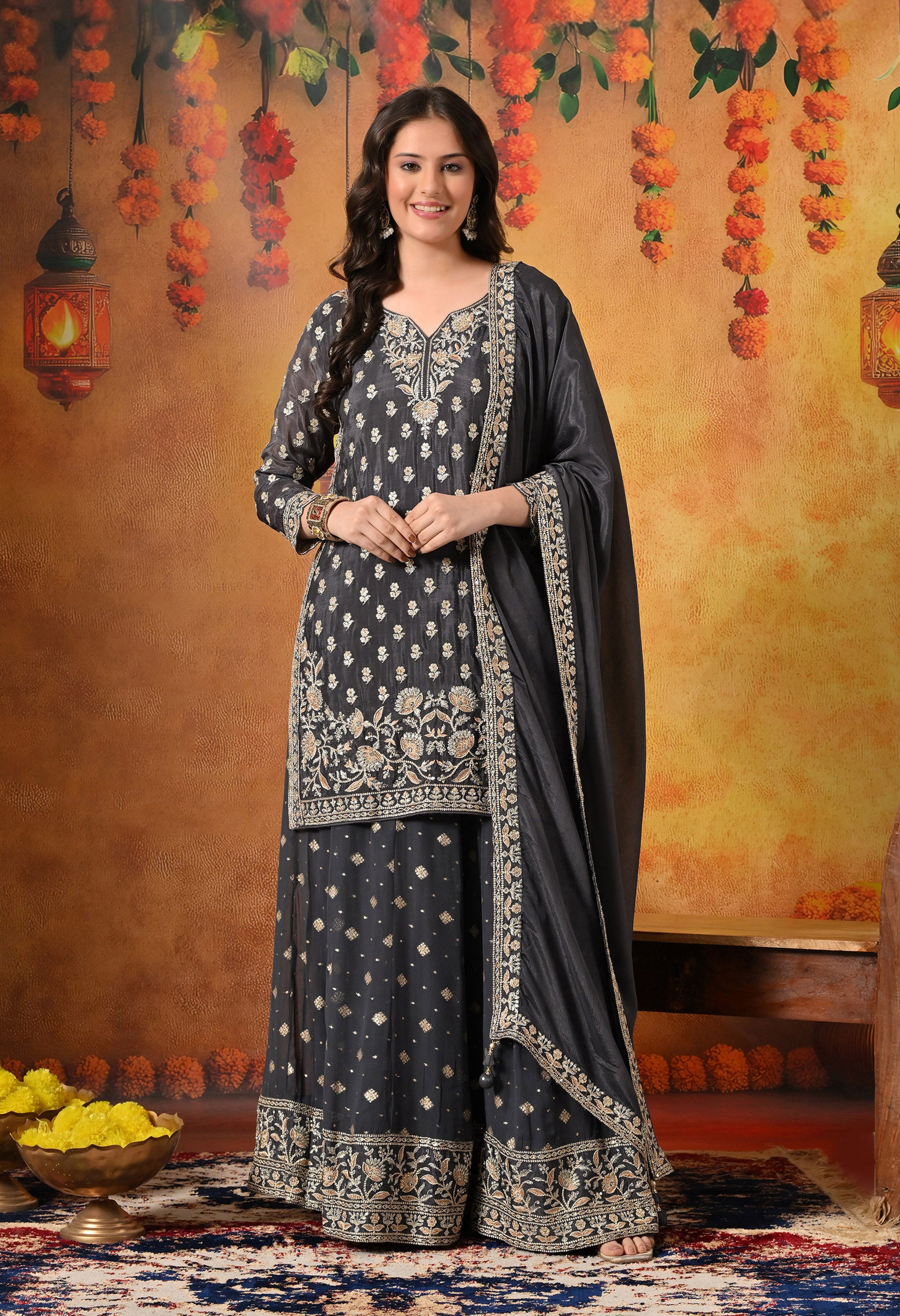 Grey Lehenga Set