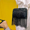 Load image into Gallery viewer, Black Fringes Statement Clutch
