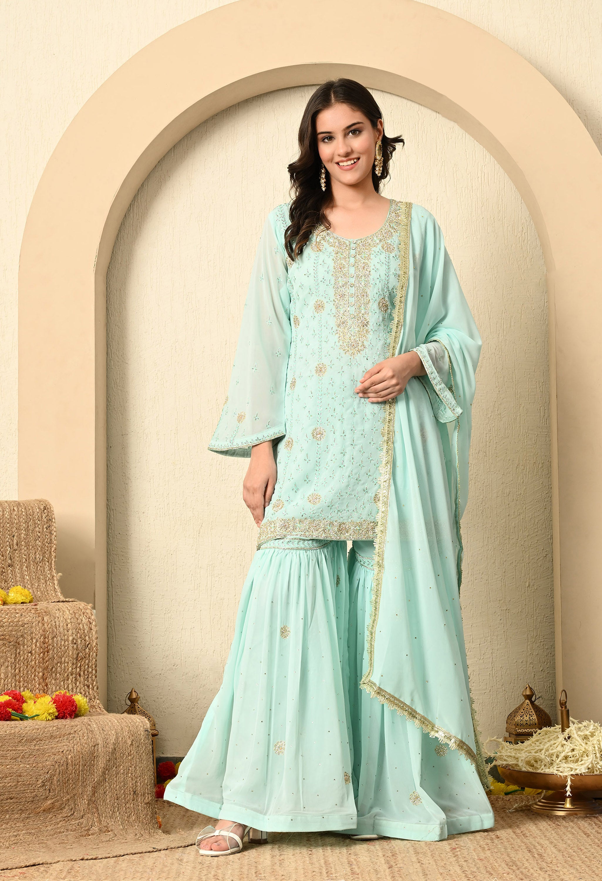 Light Green Sharara Set