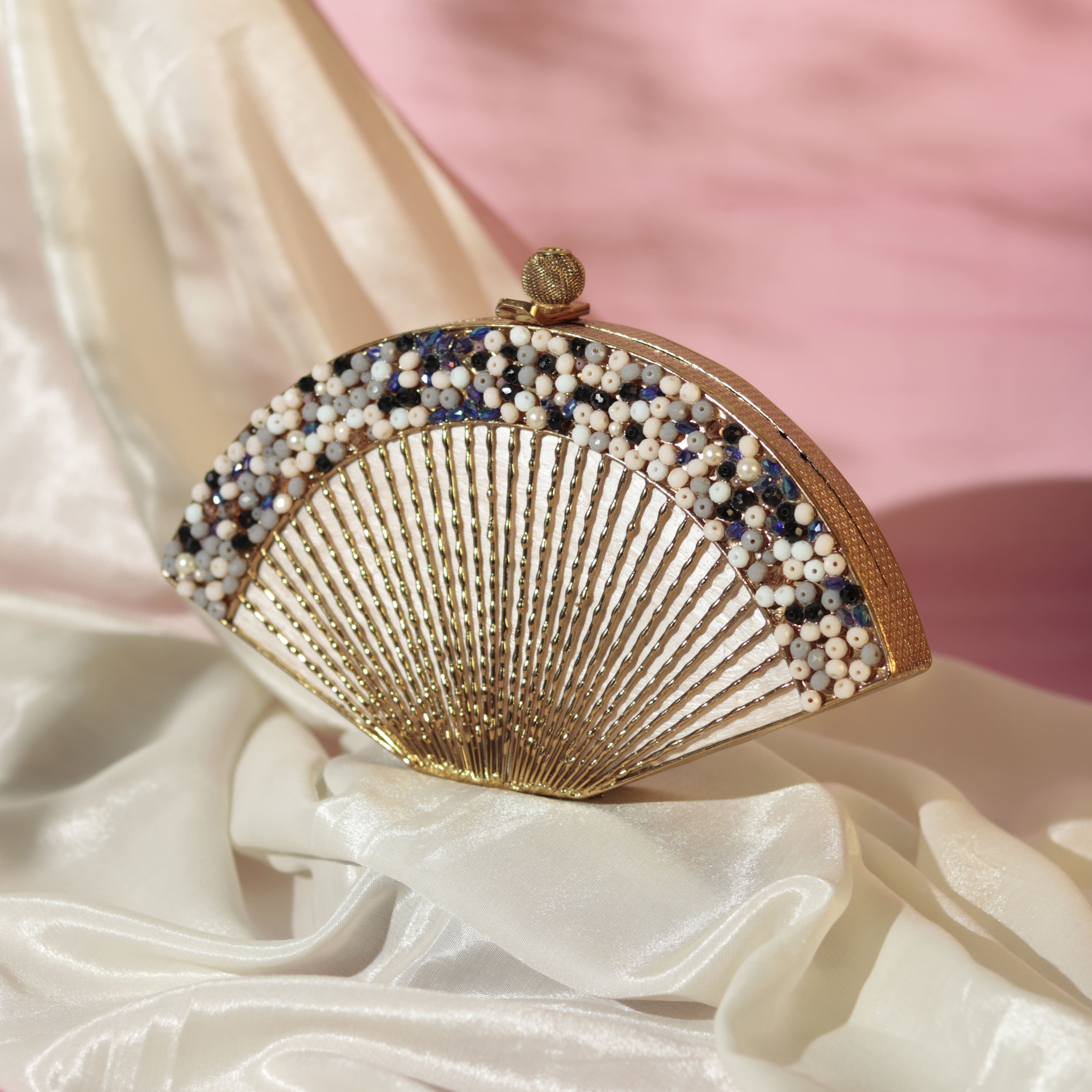 THE TAN CLAN Faiza Embellished Mother of Pearl Clutch