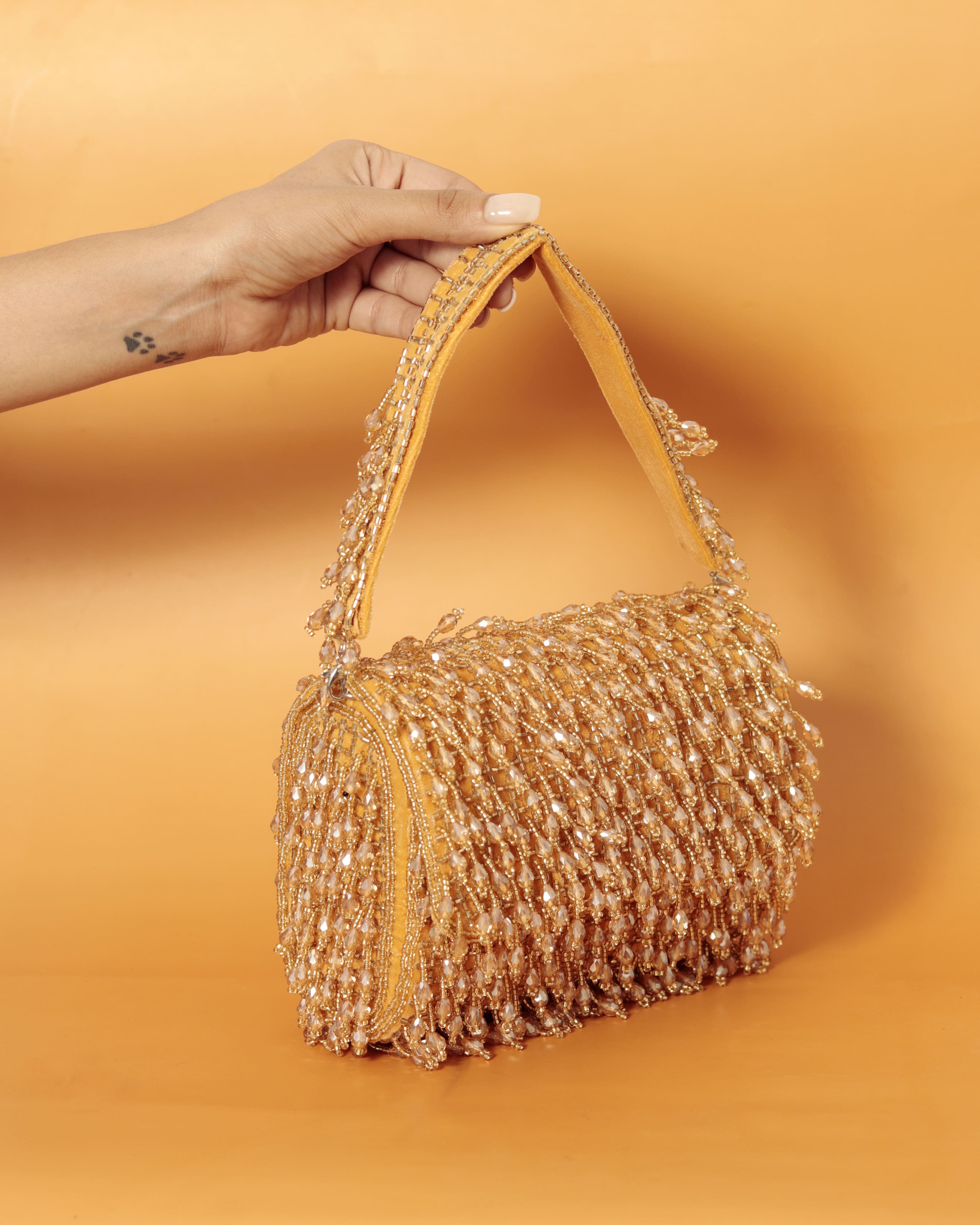 THE TAN CLAN Rosa Beaded Flap over Clutch Bag