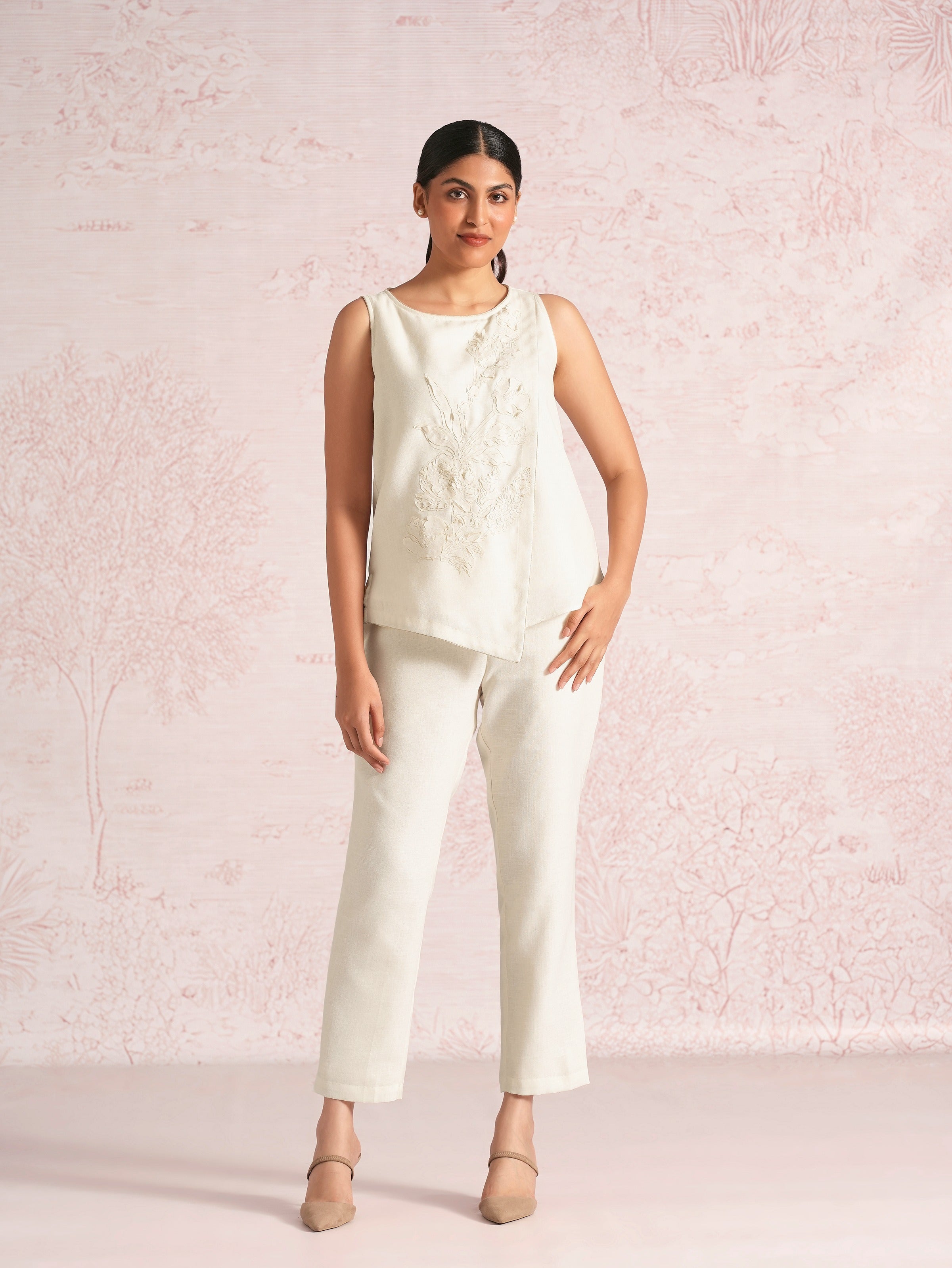 Floral shadows Angle Co-ord - Off White