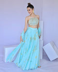 Load image into Gallery viewer, Blue Cowrie Embroidered Sharara Dupatta Set
