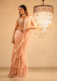 Load image into Gallery viewer, Pink Pre-Draped Ruffle Saree Set
