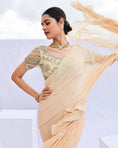 Load image into Gallery viewer, Gold Embroidered Pre-Draped Ruffle Saree Set
