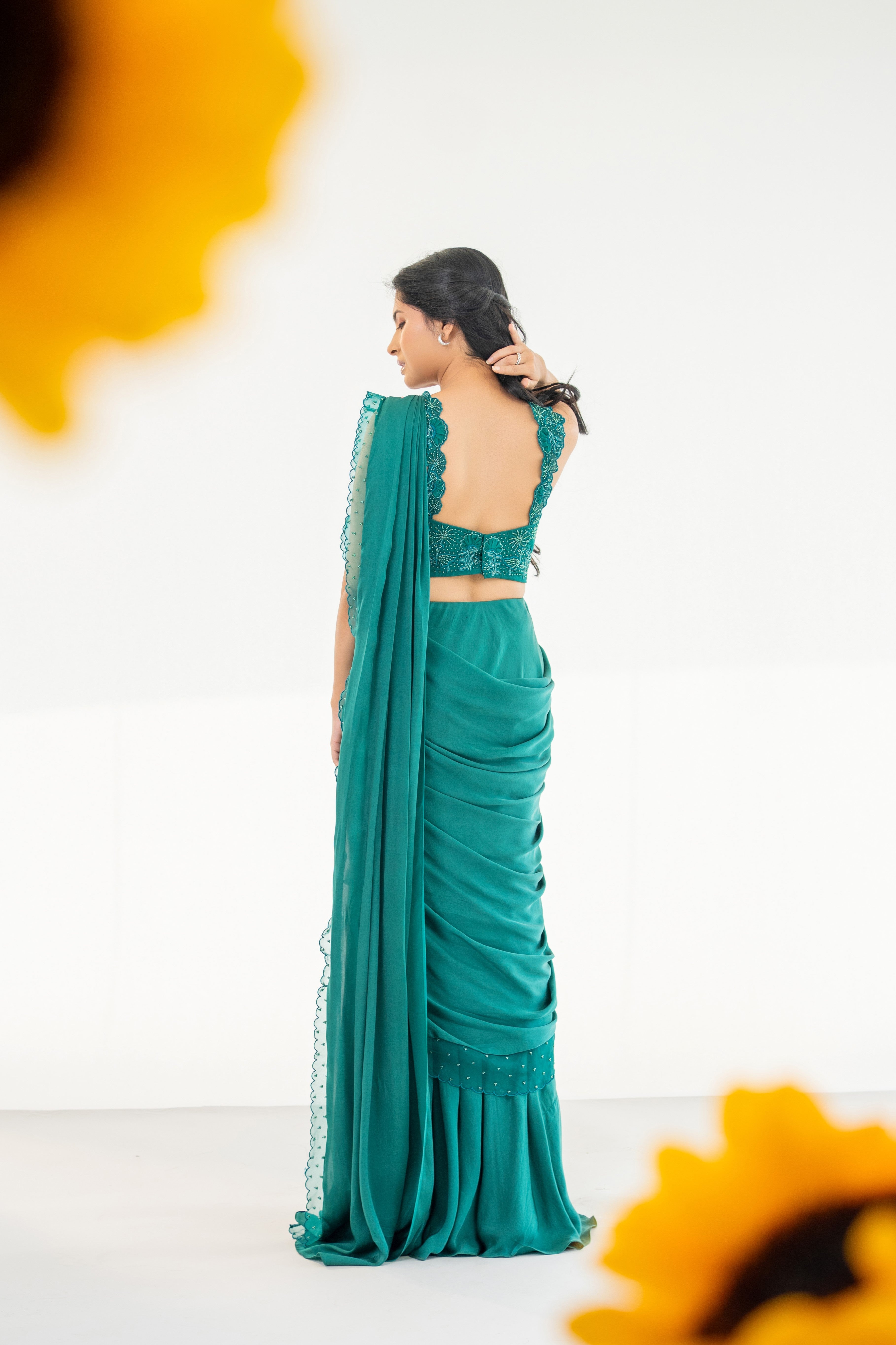 Scarlet Blossom wrap saree