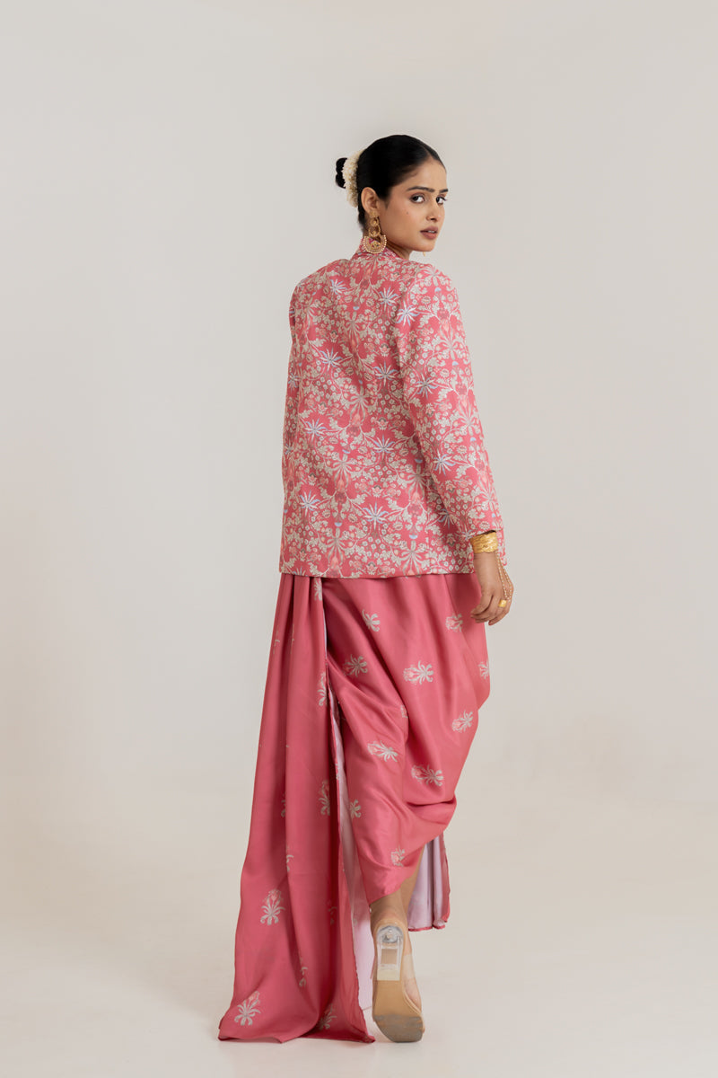 Dusty Rose Saree Dress & Blazer