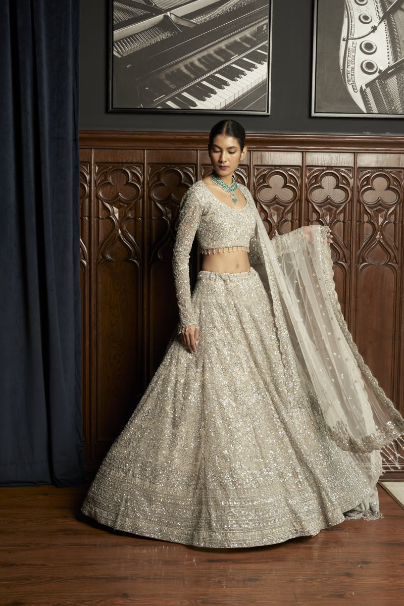 Grey Bridal Lehenga Set