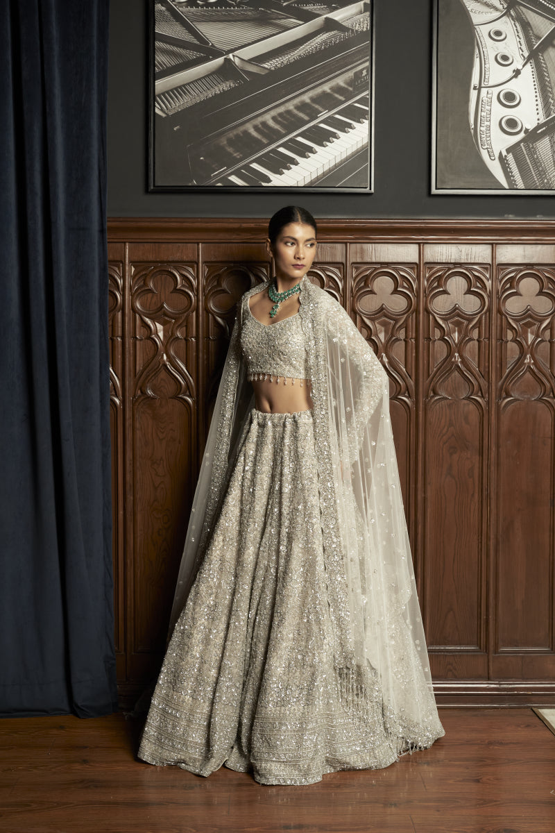 Grey Bridal Lehenga Set