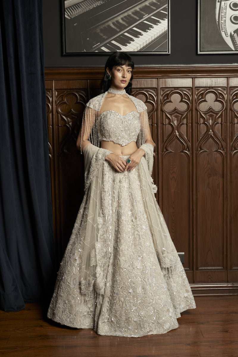 Grey Lehenga - Cape Set