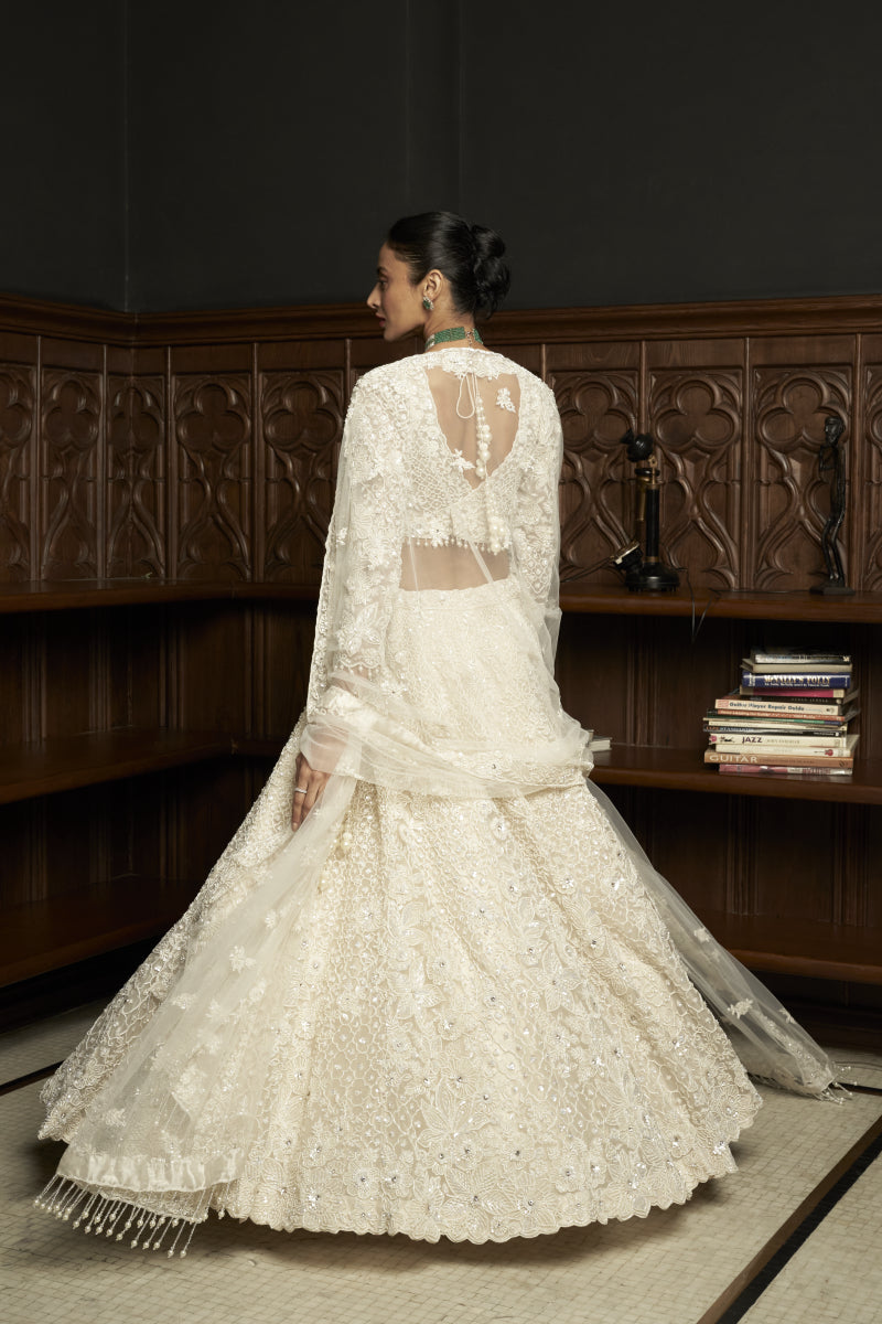 Ivory Net Lehenga Set